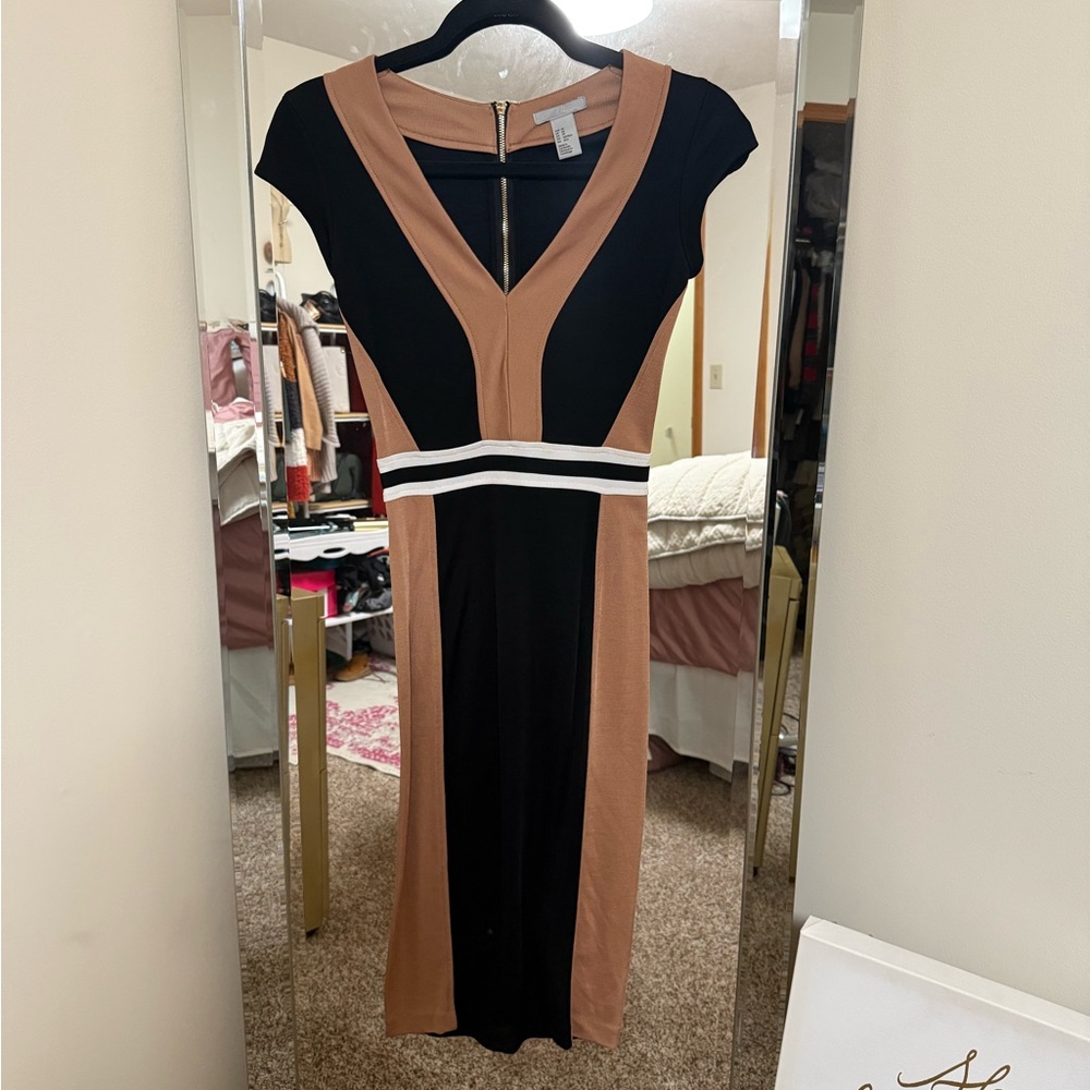 H&M Colorblock Bodycon Midi Dress